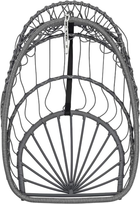 Photo 1 of ***PARTS ONLY, ITEM IS DAMAGED***Indoor Outdoor Egg Hanging Chair with Stand, Patio Wicker Swing Egg Chair Indoor Swinging Chair - cream / biege color