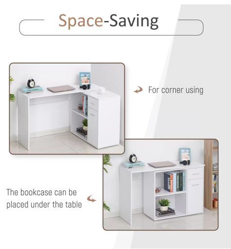 Photo 2 of 46 in. L-Shaped White Writing Computer Desk with Storage Shelves and Cabinet
by
HOMCOM