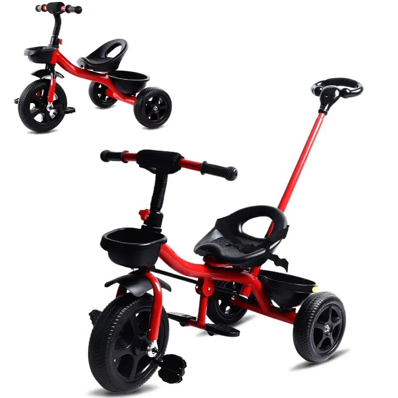 Photo 3 of ****HAS SOME SCRATCHES AND SCUFFS****Tricycle for Kids, Toddler Tricycle with Push Handle, Toddler Bike for 1-4 Years Old Girls Boys, Kids Trike Beginner Tricycle with Adjustable Pedal and Storage Baskets, Baby Bike with Adjustable Seat