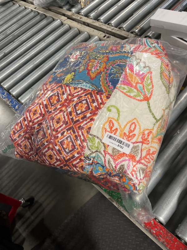 Photo 1 of Autumn Dream Cotton Patchwork Bedspread Quilt Sets, Reversible Bedding Coverlet Sets, Red Gorgeous Vintage Pattern, King Size