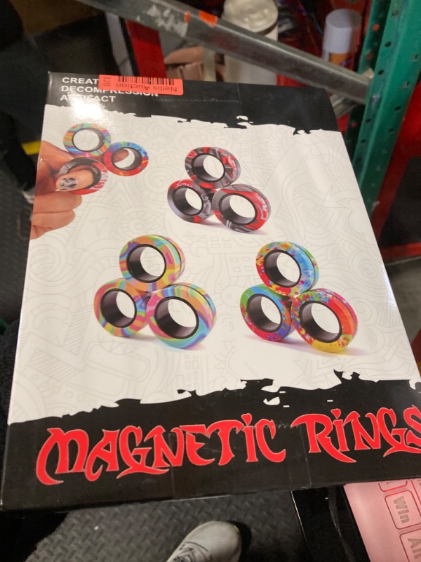 Photo 1 of 18Pcs Magnetic Rings Fidget Toys Spinner Set,Finger Magnet Rings Endless Hours of Fun ADHD Stress Relief Fidget Spinner for Relieve Anxiety Birthday for Adults Teens Kids