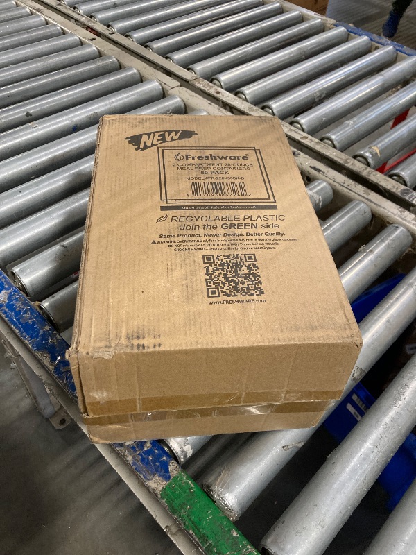 Photo 1 of Freshware Meal Prep Containers [50 Pack] 2 Compartment with Lids, Food Storage Containers, Bento Box, BPA Free, Stackable, Microwave/Dishwasher/Freezer Safe (28 oz)