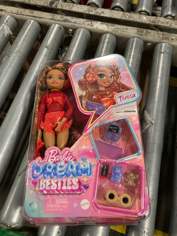 Photo 2 of Barbie Dream Besties Playset, Teresa Posable Fashion Doll with Brown Hair & Hairstyling Clips, 10 Video Game-Themed Accessories