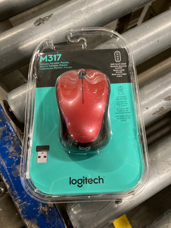 Photo 2 of **MISSING DONGLE** Logitech M317 Wireless Mouse, 2.4 GHz with USB Receiver, 1000 DPI Optical Tracking, 12 Month Battery, Compatible with PC, Mac, Laptop, Chromebook - Red