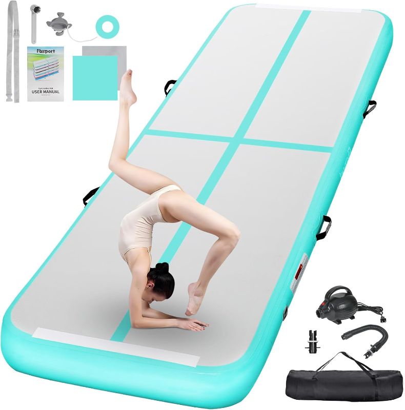 Photo 1 of FBSPORT Inflatable Air Gymnastics Mat Training Mats 4/8 inches Thickness Gymnastics Tracks for Home Use/Training/Cheerleading/Yoga/Water with Pump
