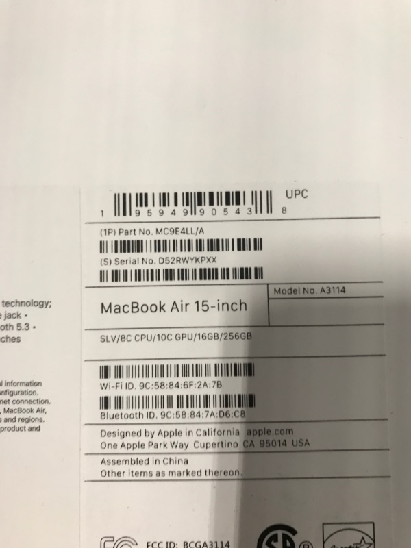 Photo 5 of Apple 2024 MacBook Air 15-inch Laptop with M3 chip: Built for Apple Intelligence, 15.3-inch Liquid Retina Display, 16GB Unified Memory, 256GB SSD Storage, Backlit Keyboard, Touch ID; Silver