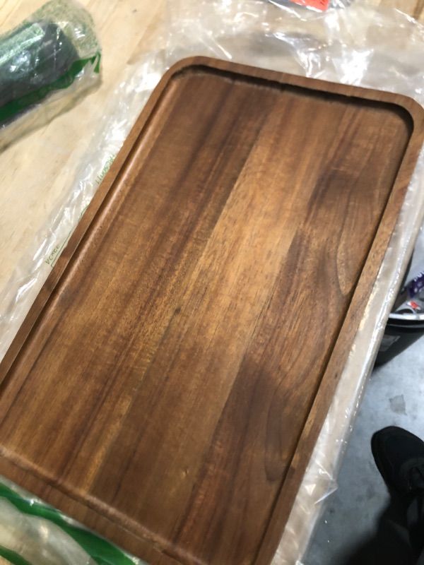 Photo 2 of 16" x 10" Rectangle Large Serving Trays Wooden Charcuterie Boards Rectangular Serving Platters for Cookie, Snack, Appetizer, Dessert, Party Food Dish Acacia Wood Kitchen Platter Tray Cheese Board