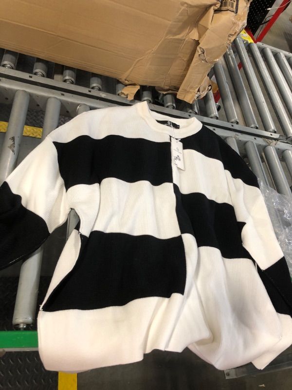 Photo 1 of **black and white**
LILLUSORY Trendy Queen Oversized Sweaters Womens Color Block Crewneck Pullover Checkered Sweaters 2024 Fall Fashion Trendy Winter Clothes Outfits Black