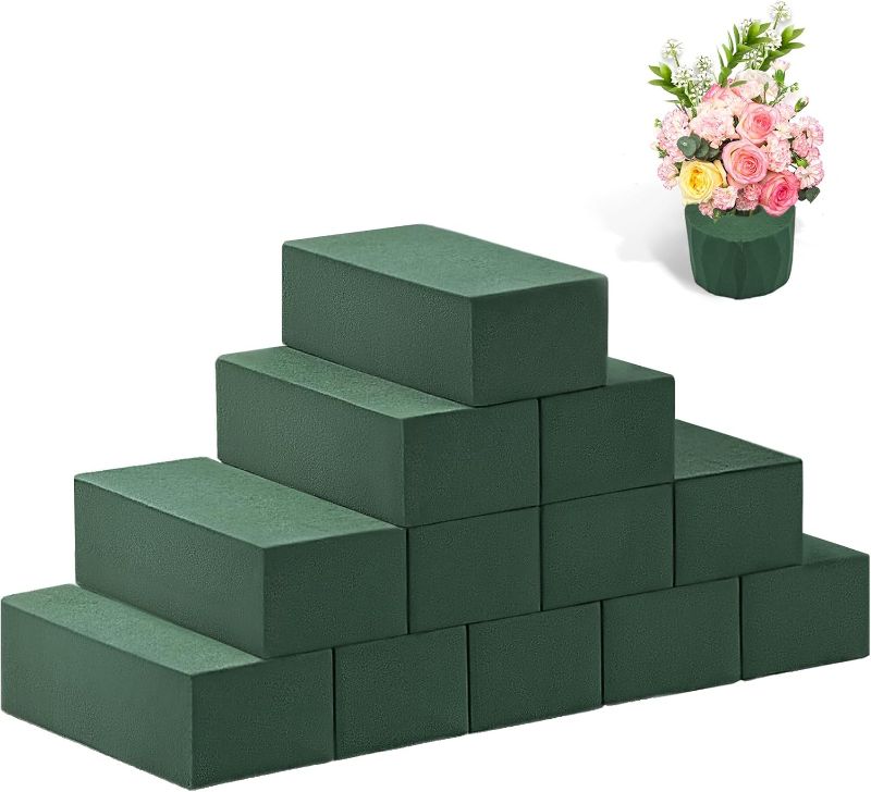 Photo 1 of **Light Green**Tunnkit 12 Pcs Wet & Dry Floral Foam Blocks for Fresh and Artificial Flower Arrangement?(7.8" L x 3.5" W x 2.4" H) Flower Foam Brick Florist Foam for DIY Craft Wedding Home Decorations