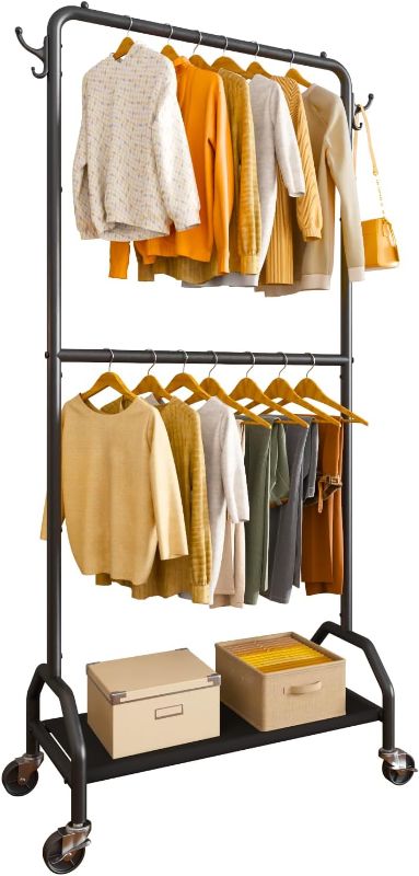 Photo 1 of ****SIMILAR**** Clothes Rack Double Hanging Clothes Rack Clothing Rack Garment Rack Rolling Clothes Racks with Bottom Shelf