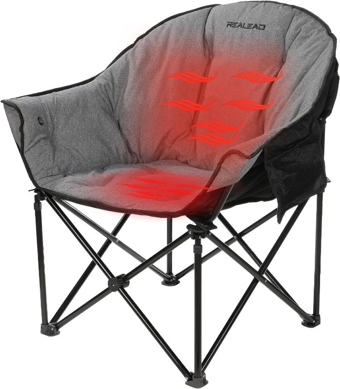 Photo 1 of ****SIMILAR**** REALEAD Oversized Heated Camping Chair | Fully Thick Padded | Heated Chairs for Outdoor Sports with Back and Seat Heating | Heated Folding Chair for Adults | Support 400lbs | Battery NOT Included