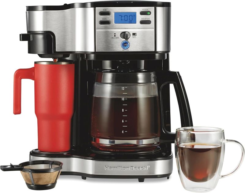 Photo 1 of ***SIMILAR*** Hamilton Beach 2-Way 12 Cup Programmable Drip Coffee Maker & Single Serve Machine, Glass Carafe, Auto Pause and Pour, Black