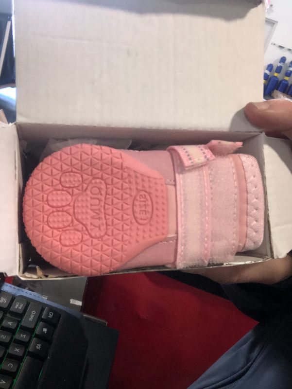 Photo 1 of ***USED***QUMY Dog Shoes for Medium Dog Boots & Paw Protectors for Winter Snowy Day, Summer Hot Pavement, Waterproof in Rainy Weather, Outdoor Walking, Indoor Hardfloors Anti Slip Sole Pink Size 1