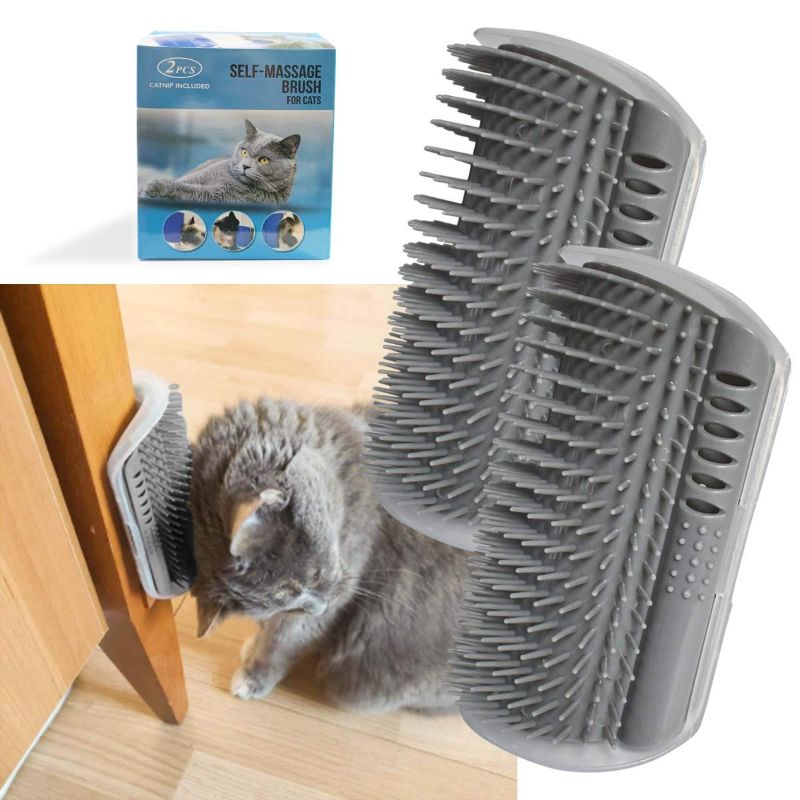 Photo 1 of yuntop 2 Pack Softer Self Groomer with Catnip Wall Corner Massage Comb Scratcher Grooming Brush Tool for Long & Short Fur Kitten Cats Dogs