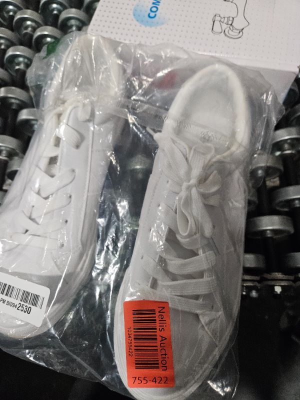 Photo 1 of Adokoo Women's Fashion Sneakers PU Leather Casual Shoes White Tennis Low Top Shoes Womens Lace Up Sneakers(White,US8.5)