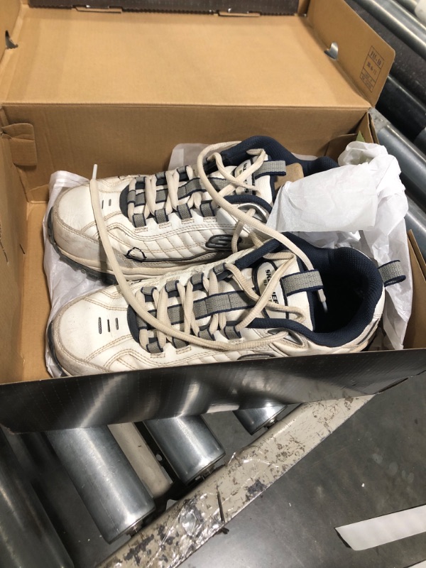 Photo 2 of ****used and dirty********Skechers Men's Energy Afterburn Lace-Up Sneaker, White/Navy, 9 Wide