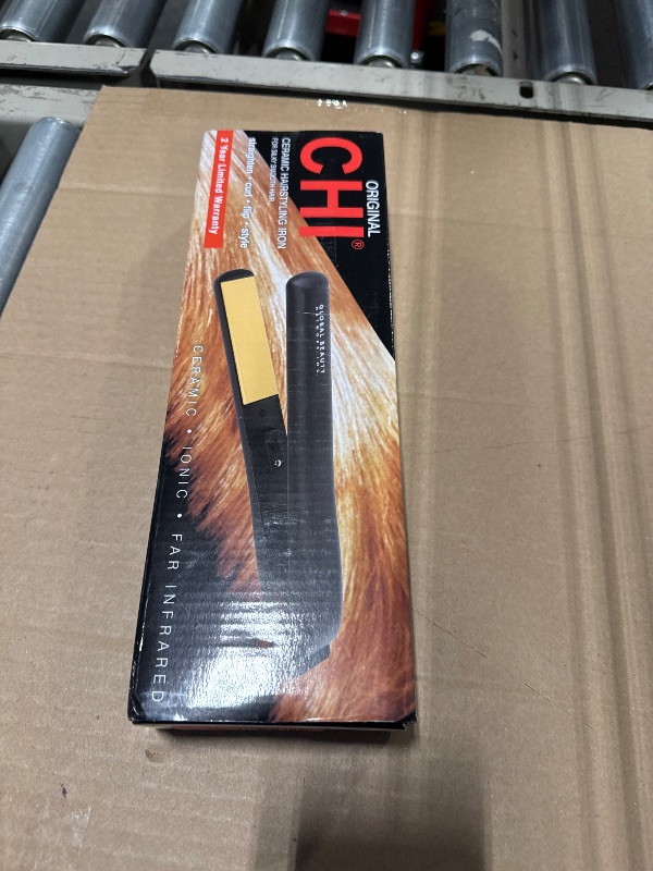 Photo 1 of CHI Original Ceramic Flat Iron, Flat Iron For A Smooth Finish, Ceramic Floating Plates, Quick Heat Up, Analog On/Off Switch, 1" Iron Black