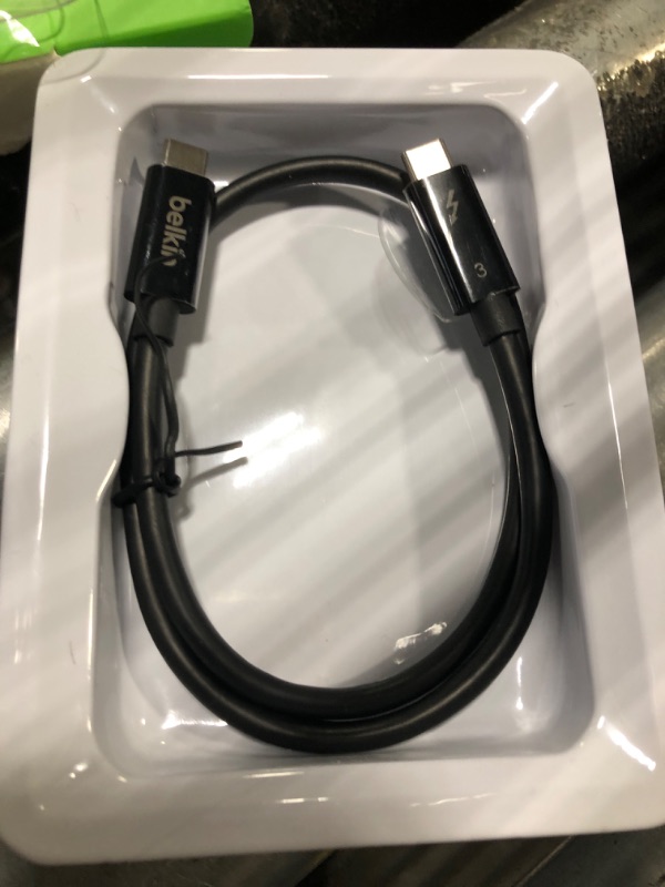 Photo 3 of ***USED***Belkin Thunderbolt 3 Cable (USB-C to USB-C) - USB C Cable For MacBook Air, Galaxy, Apple TV & More, Fast Charging Up To 100W, Made For USB-C, Thunderbolt 3 devices & 5K/Ultra HD - 1.6ft/0.5m - Black