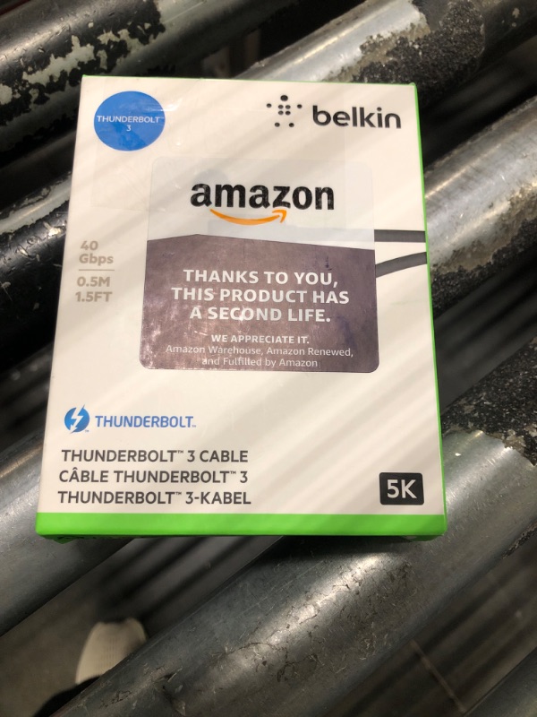 Photo 2 of ***USED***Belkin Thunderbolt 3 Cable (USB-C to USB-C) - USB C Cable For MacBook Air, Galaxy, Apple TV & More, Fast Charging Up To 100W, Made For USB-C, Thunderbolt 3 devices & 5K/Ultra HD - 1.6ft/0.5m - Black