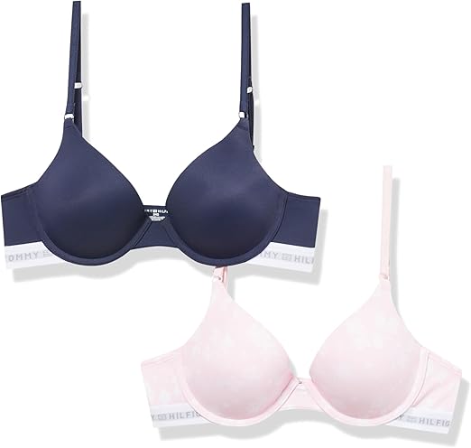 Photo 1 of ***product similar to the original photo*** BLUE AND WHITE Tommy Hilfiger 2PK Micro Push Up Bra | Stylish Push Up Bras for Women