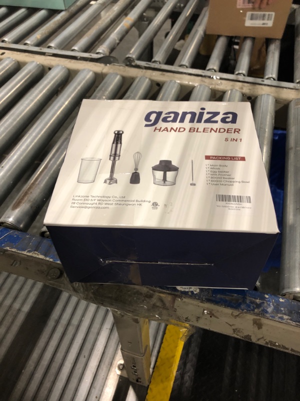Photo 1 of Ganiza Immersion Blender 5 in 1 Hand Blender Max 1000W Heavy Duty Motor, 16 Speed Mode Handheld Blender Stainless Steel Blade With 800ml Mixing Beaker, 600ml Chopper, Whisk and Milk Frother