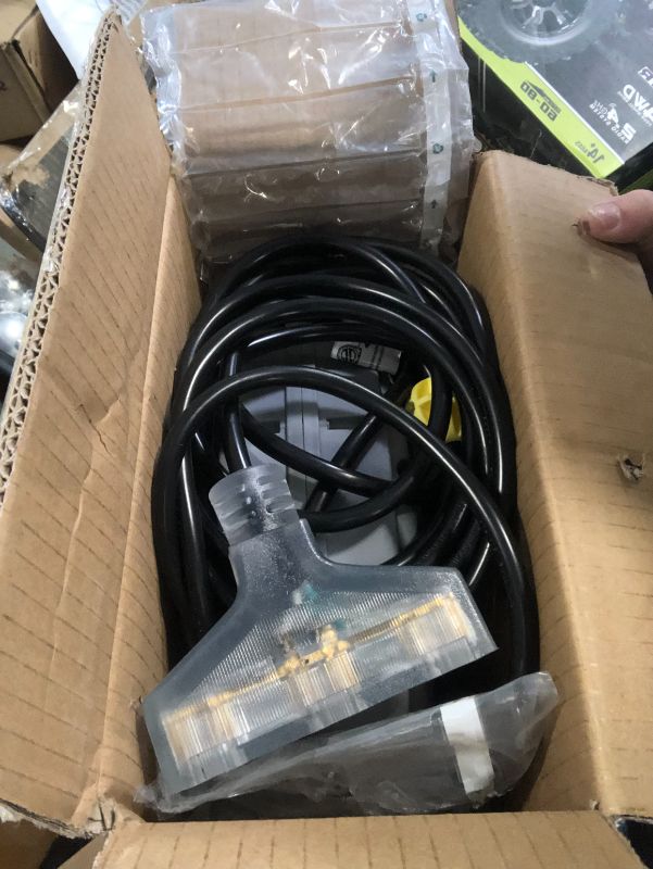 Photo 3 of ***USED***Himimi 30FT+9.5FT Extension Cord Reel, 16 Gauge Retractable Extension Cord Reel, Garage Workshop Ceiling/Wall Mounted Power Cord Reel + 3 Triple Tap Outlets, 10A Circuit Breaker, UL Listed