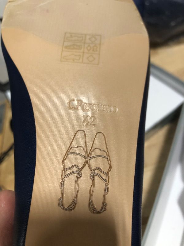 Photo 1 of C.Paravano Metal Buckle Square Toe Low Block Heels Closed Toe Chunky Heels 1.1 in Low Heel Pumps Vintage Women's Pump for Party Wear Dress Pumps Shoes Soft Lambskin(Navy,11.5)