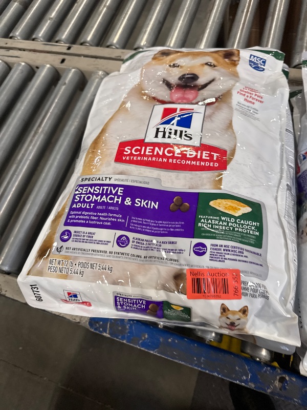 Photo 2 of **** wholesale ***Hill's Science Diet Sensitive Stomach & Skin, Adult 1-6, Stomach & Skin Sensitivity Support, Dry Dog Food, Pollock, Barley, & Insect Recipe, 12 lb Bag 2 pcs 