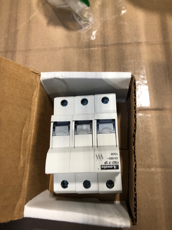 Photo 2 of ASI AFB01F3P DIN Rail Mounted Midget Fuse Holder, UL, 3 Pole, 10 x 38 mm, 13/32" Diameter x 1.5" Length, 18 to 8 AWG, 30 Amp, 600V