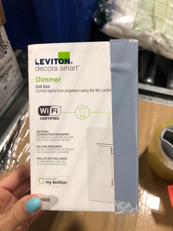 Photo 1 of Leviton Decora Smart Dimmer Switch, Wi-Fi 2nd Gen, Neutral Wire Required, Works with Matter, My Leviton, Alexa, Google Assistant, Apple Home/Siri & Wired or Wire-Free 3-Way, D26HD-2RW, White