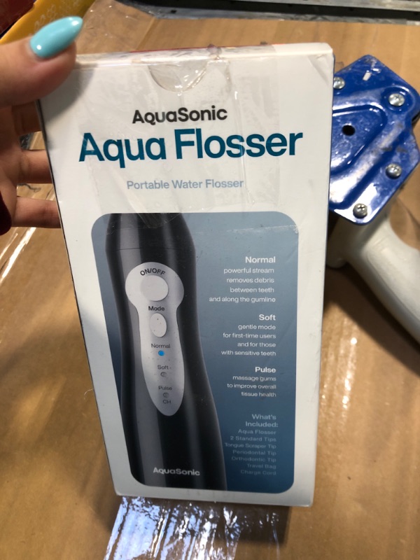 Photo 2 of AquaSonic Aqua Flosser - Cordless Rechargeable Water Flosser for Teeth - Waterproof, Portable Oral Irrigator for Dental Cleaning with 5 Jet Tips – Braces Home Travel