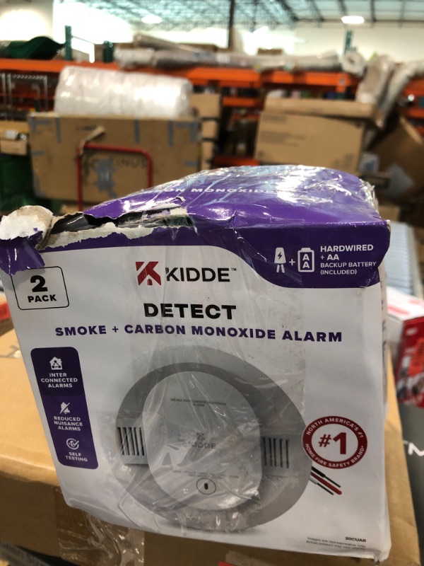 Photo 1 of Kidde Hardwired Smoke & Carbon Monoxide Detector, AA Battery Backup Smoke Alarm, Interconnectable, LED Warning Light Indicators, 2 Pack