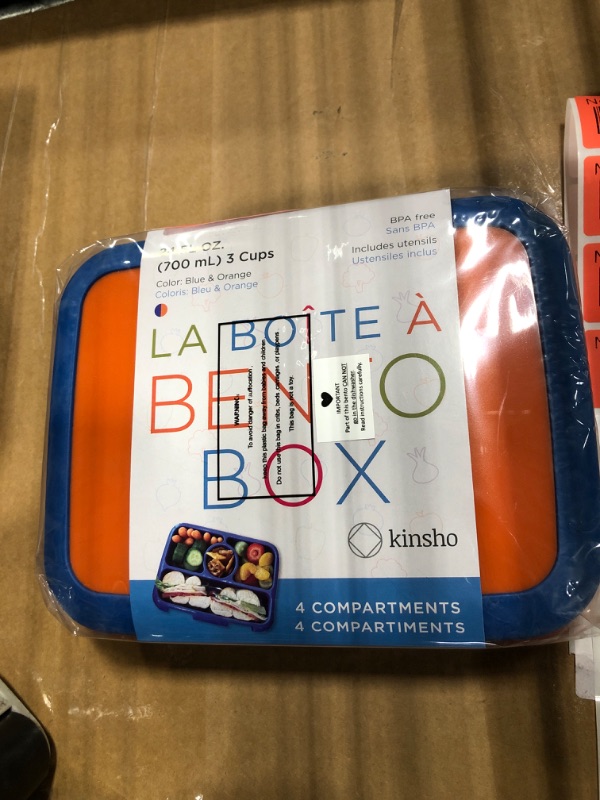 Photo 2 of ***USED***kinsho Bento Lunch Box for Kids Toddlers Boys, 5 Portion Sections Secure Lid, Microwave Safe BPA Free Removable Tray, Pre-School Kid Daycare Lunches Snack Container Ages 3 to 5, Blue Orange