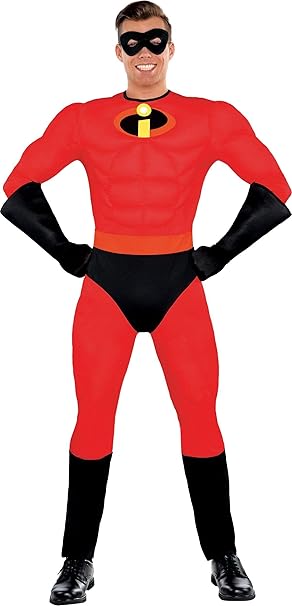 Photo 1 of ***similar item*** Mr. Incredible Halloween Costume for Men, Disney, The Incredibles with Gloves and Mask
 SIZE L/XL