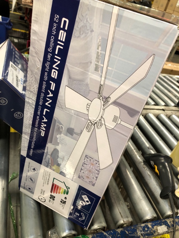 Photo 1 of 52 inch Modern White Ceiling Fans with Lights APP/Remote Control, Low Profile Reversible 6 Speeds Ceiling Fan Light for Indoor/Outdoor Patio Bedroom Living Room