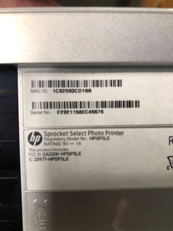 Photo 4 of ***unable test item, need printing paper*** HP Sprocket Select Portable 2.3x3.4" Instant Photo Printer (Eclipse) Print Pictures on Zink Sticky-Backed Paper from your iOS & Android Device.,White