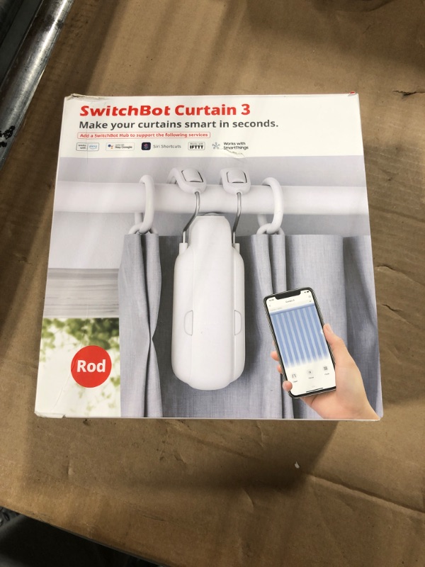 Photo 5 of ***unable test due to need connect with phone on APP*** SwitchBot Automatic Curtain Opener - Bluetooth Remote Control Smart Curtain with App/Timer, Upgraded High-Performance Motor, Add SwitchBot Hub to Work with Alexa, Google Home, HomeKit (Curtain 3, Rod