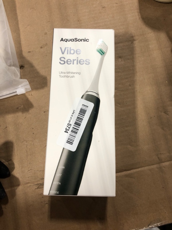 Photo 2 of (Charcoal Metallic) - Aquasonic Vibe Series Ultra Whitening Electric Toothbrush - 8 Dupont Brush Heads & Travel Case Included