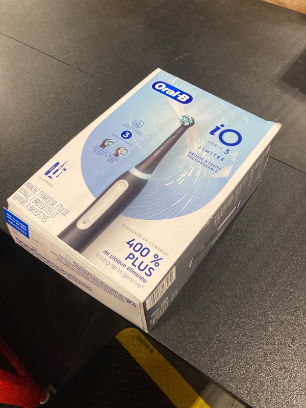 Photo 1 of Oral-B iO Deep Clean Rechargeable Electric Powered Toothbrush, Black with iO Series 3 Limited, 2 Brush Heads and Travel Case - Pressure Sensor to Protect Gums - 3 Cleaning Settings - 2 Minute Timer