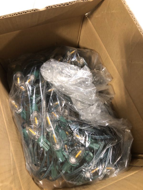 Photo 1 of Vintage C9 LED Christmas Lights, 100 Feet C9 String Lights with 100 LED C9 Plastic Bulbs, Waterproof Connectable Lights for Christmas Tree Roofline Garden Patio Backyard Cafe Decor, Warm White