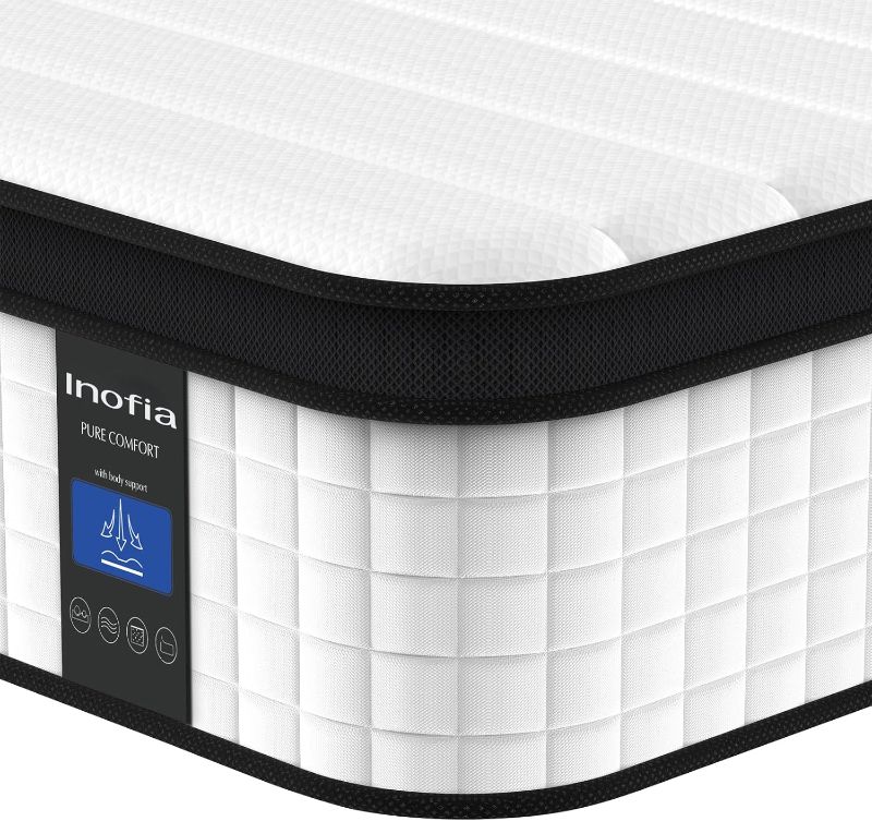 Photo 1 of 
Inofia Twin XL Mattress, 12 Inch Hybrid Innerspring Single Mattress Cool Bed with Breathable Soft Knitted Fabric Cover