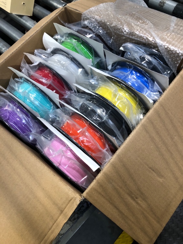 Photo 2 of 1.75mm 3D Printer Normal PLA Filament 12 Bundle, Most Popular Colors, 500g per Spool, 12 Spools Pack, Total 6kgs Material with One Bottle of 3D