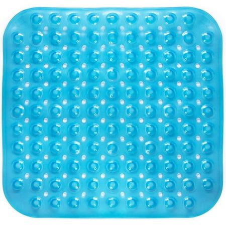 Photo 1 of 18 in. X 18 in. Antimicrobial Blue Bath Mat
