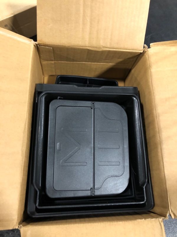 Photo 3 of ***Missing cup holder*** 7PCS Center Console Organzier Tray for Tesla Model 3 Highland 2025 2024, Armrest Hidden Storage Box Cup Holder Wireless Charger Pad for Tesla Model 3 Accessories 2024 2025