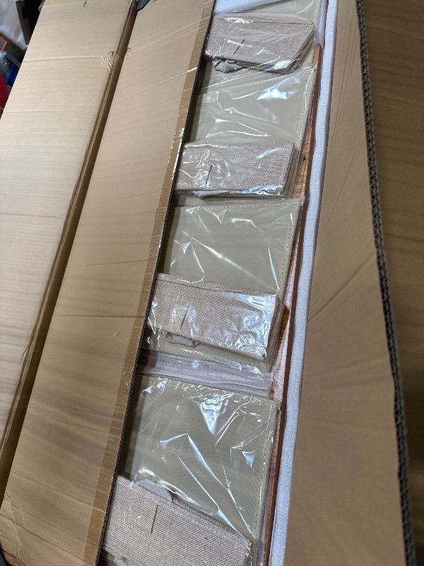 Photo 1 of ExaDesk 48 * 30 Inches Electric Standing Widened Desk Adjustable Height with 4 Drawers, Double Storage Shelves Stand Up Desk, Home Office Workstation Sit Stand up Desk (Light Rustic Brown)