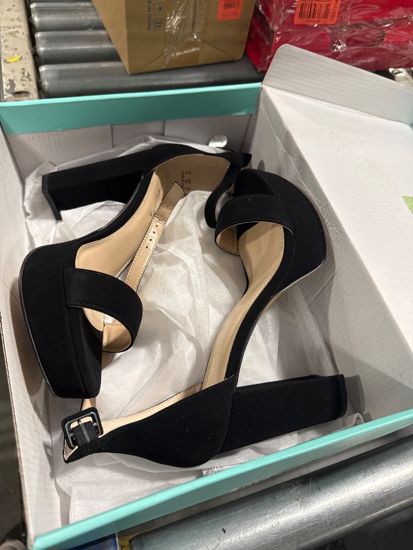 Photo 2 of ***Size 8*** Ankis Platform Heels 4 Inches Chunky heels Sandals for Women Comfy Open Toe Block Heeled Black Nude White Silver Gold Ankle Strappy Summer Dress Shoes, Nubuck