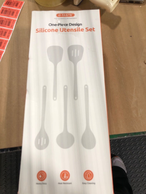 Photo 2 of 600ºF Heat Resistant Kitchen Utensil: U-Taste 13.6" Extra Long Silicone Cooking Tools Set, Food-Grade Non-Stick Solid and Slotted Turner Spatula, Mixing Spoon, and Soup Ladle (5 Pieces, Aqua Sky)