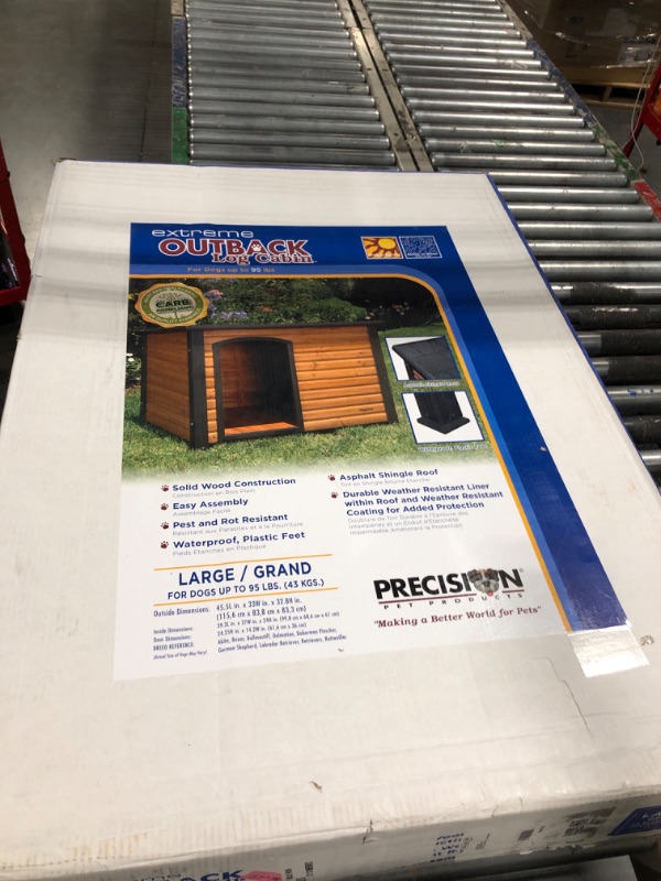 Photo 1 of PRECISION PET PRODUCTS Extreme Outback Log Cabin Dog House, Large, Natural Wood (7027013)
