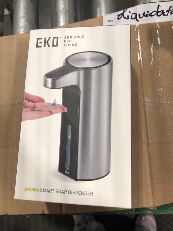 Photo 1 of EKO Aroma Touchless Automatic Soap Dispenser for Kitchen and Bathroom, Liquid Hand Soap Dispenser, Water-Resistant and Rechargeable, 9 fl oz (Stainless)
