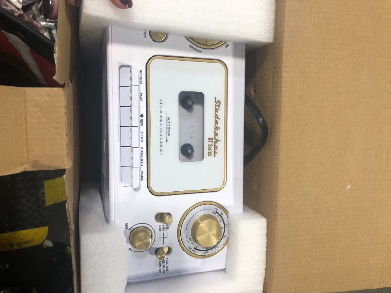 Photo 1 of ***USED***Studebaker Bluetooth Portable Stereo CD, AM/FM Stereo Radio and Cassette Player/Recorder (White & Gold)